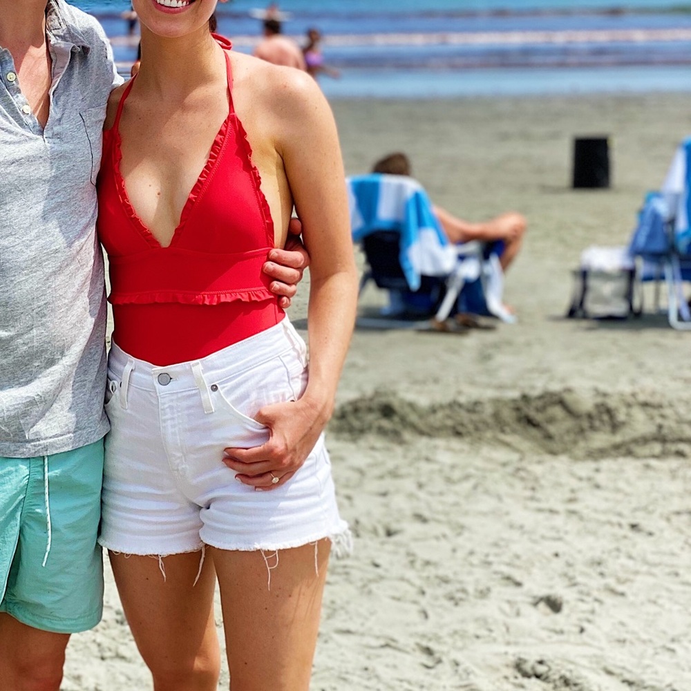 J.Crew Red Ruffle Halter One-Piece Swimsuit - Picture 6 of 6